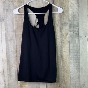 Fabletics Size Medium Black Racerback Strappy Tank Top W/Built In Bra Ar…
